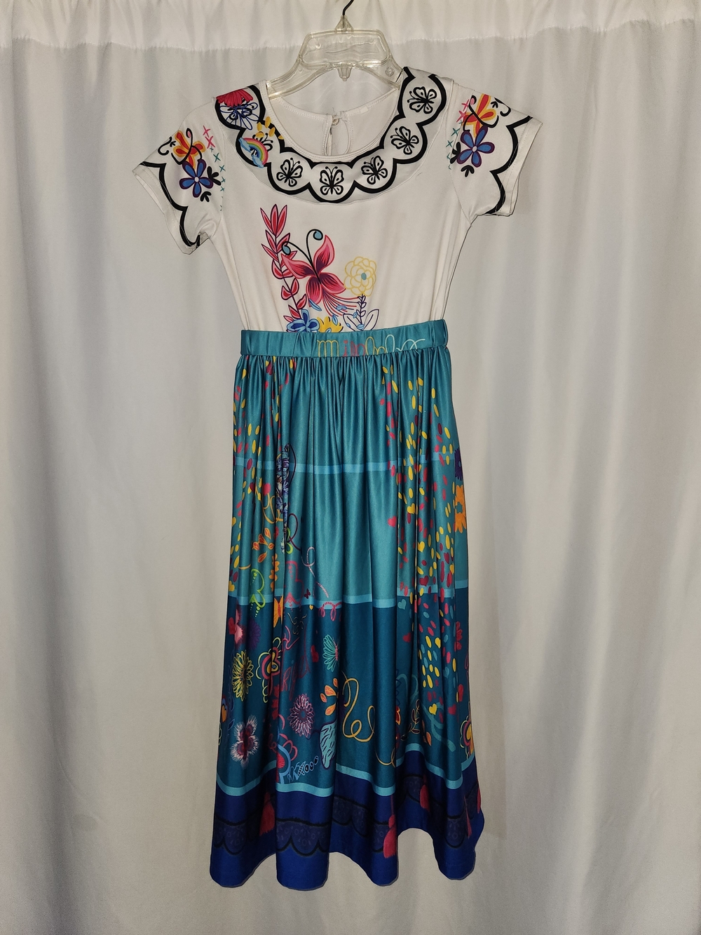 Floral Pattern Teal Midi Skirt Dress #compfortable #whimsical #vibrant #flowing
